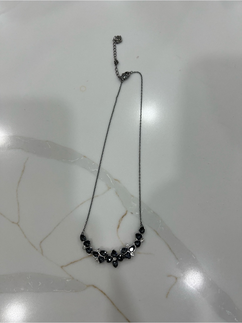 Delicate Swarovski black Crystal Cluster Necklace - Women Jewelry